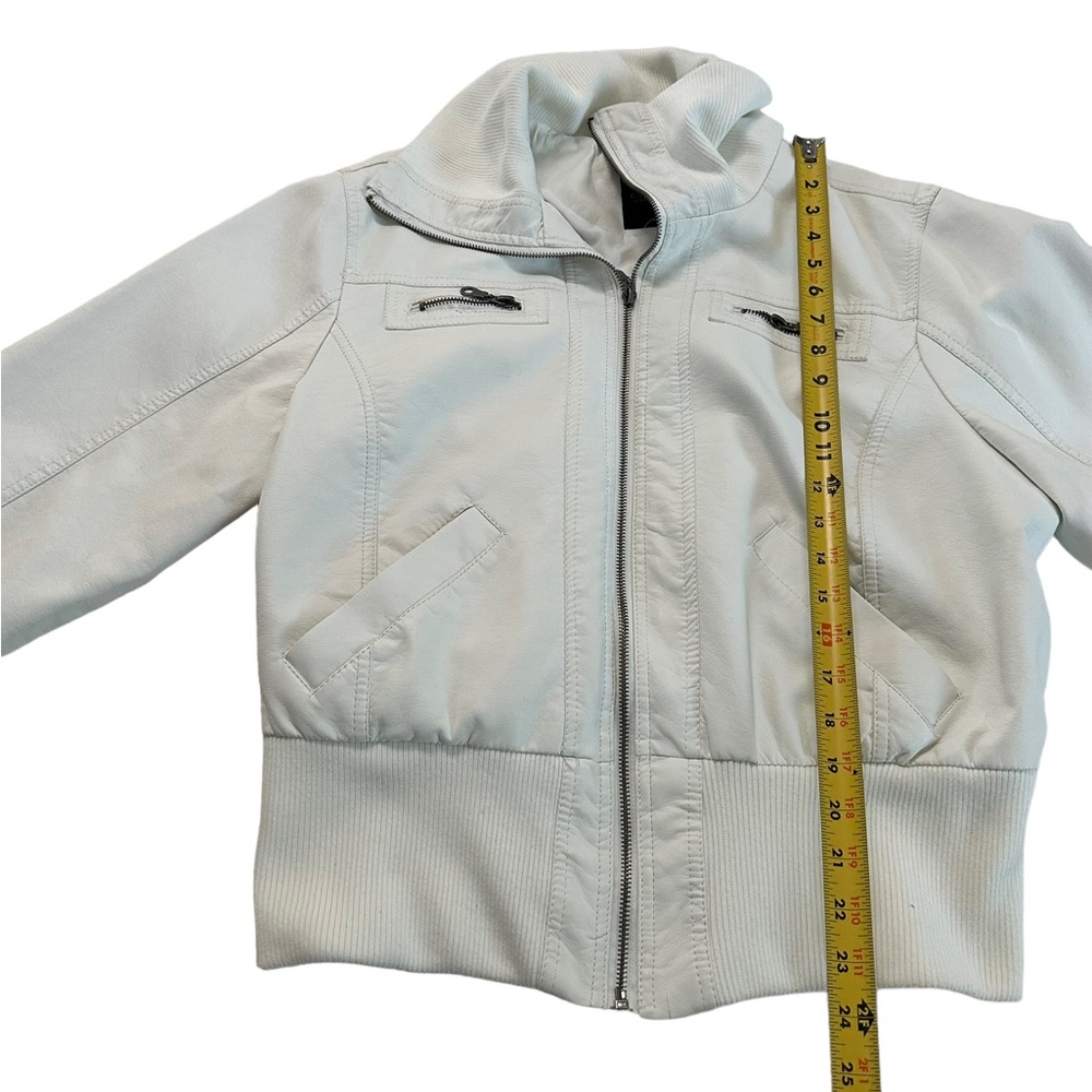 Louis Paris White Faux Leather Zip Up Bomber Jacket Size 2X - Picture 12 of 17
